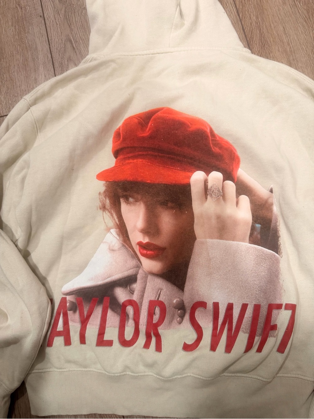 Taylor Swift “Red” Cream Hoodie with Subtle Logo - tour merch